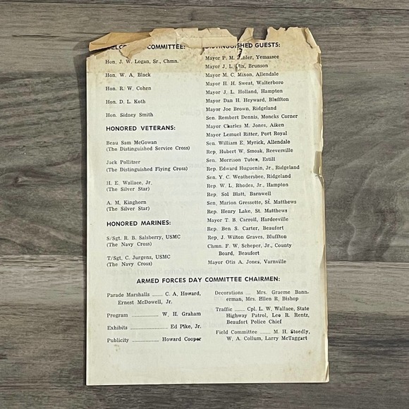 PROGRAM: ARMED FORCES DAY CELEBRATION - MAY 16, 1953 - BEAUFORT / SOUTH CAROLINA - Picture 2 of 8